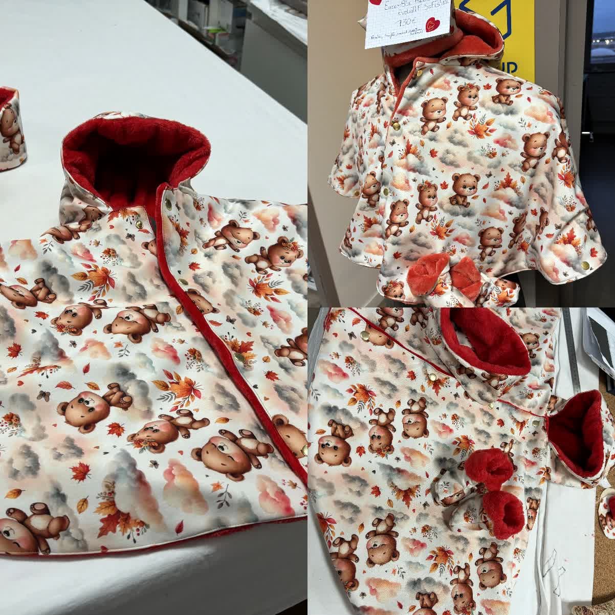 Poncho évolutif réversible imperméabilisé + snood + bottillon premier âge